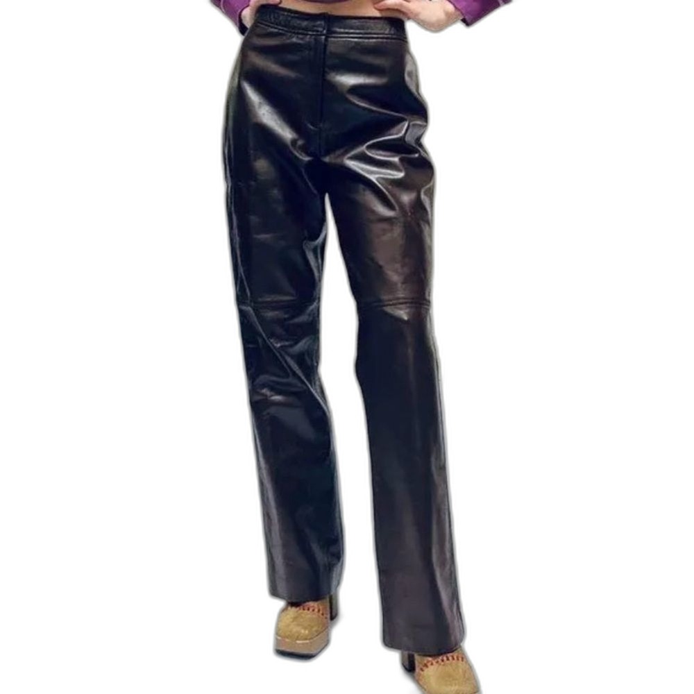 Danier Leather Women's High Rise Straight Leg Pants Black Size 10